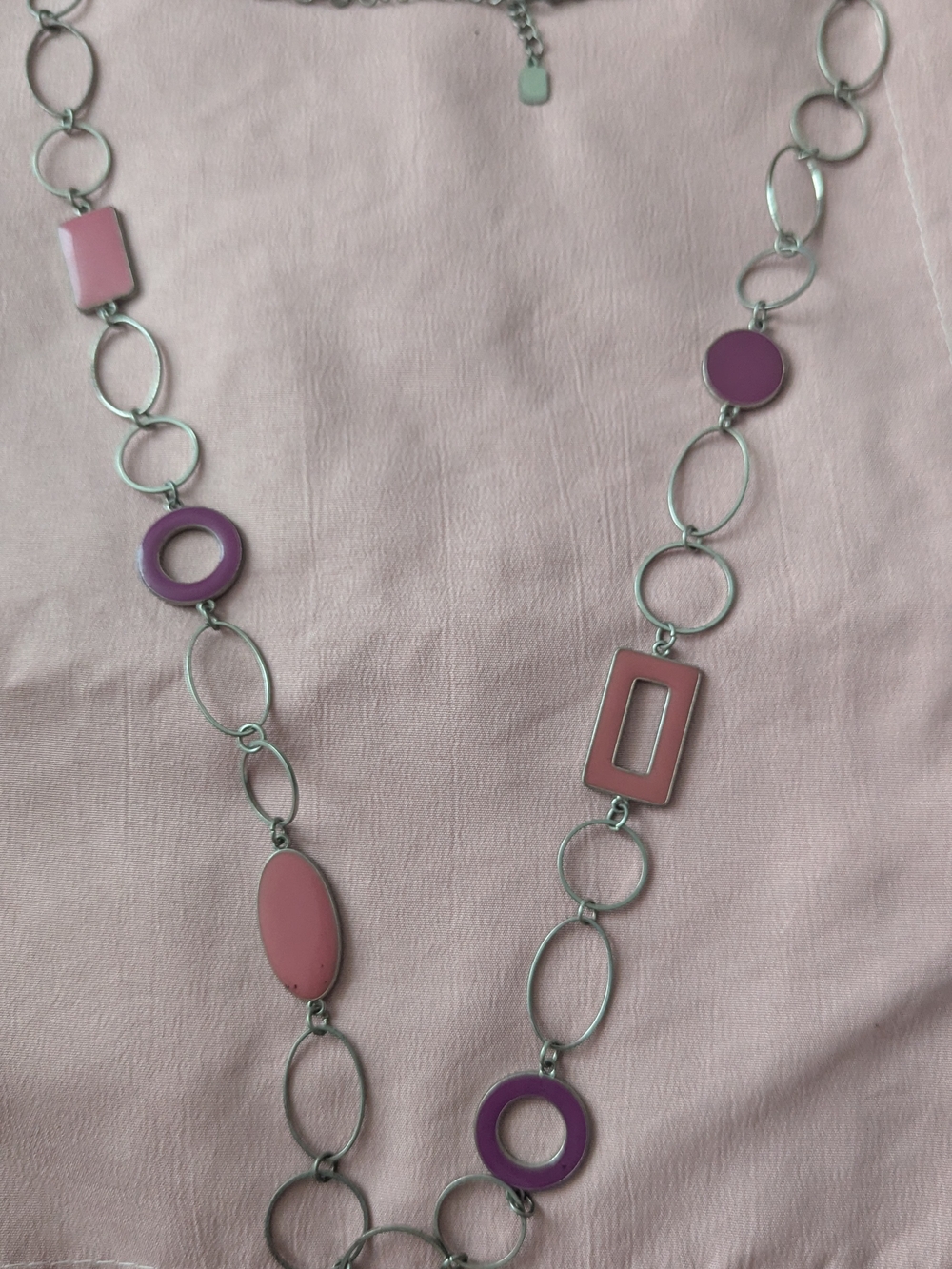 Women’s Pink & Purple Long Link Pendant Necklace